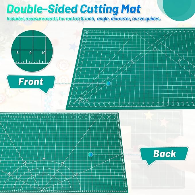 anezus Self Healing Cutting Mat for Rotary Cutting, 35" x 23.3", Green