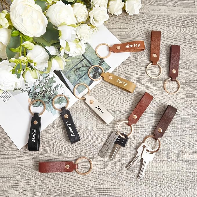 Wavyknot 200 Pcs Leather Keychain Blanks, 3.7 x 0.7 Inches, Colorful