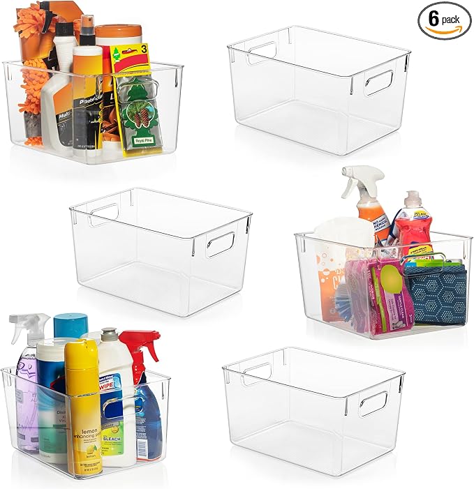 ClearSpace Clear Plastic Storage Bins – Pantry Organizers & Storage Containers, Cabinet Organizer - Home Organization Must Haves for Kitchen, Laundry Room, Office, Closet, Garage & Freezer | Clear plastic storage bins for pantry, cabinet, kitchen, laun...