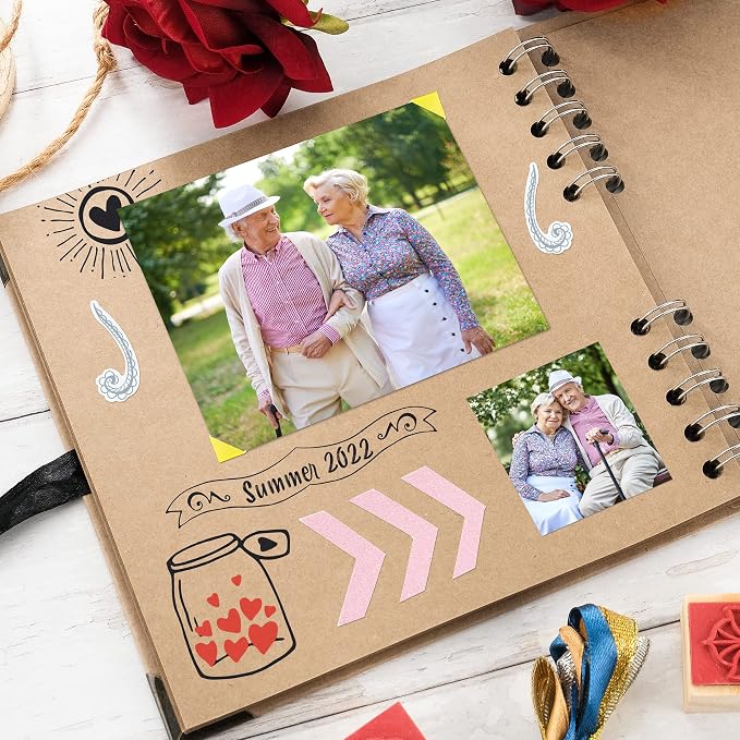 Scrapbook Album, 36 Pages, 7 x 7 Inch, Brown Photo Album, Scrap Book | Hardcover with Thick 200 GSM Kraft Paper, Ideal for Your Scrapbooking Albums, Art & Craft Projects (Brown, 7 x 7 Inch)