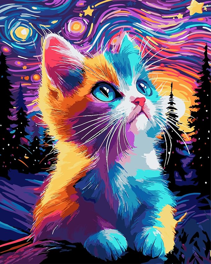 QUITEDEW Paint by Numbers Kit for Adults Cats,Wall Decoration16x20 lnch | Paint by Number Cat,Adult Paint by Numbers Kit Animals,Oil Painting on Canvas for Home Wall Decoration 16x20 lnch