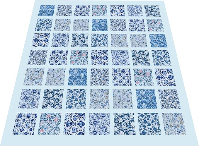 5"x5"50pcs Cotton Fabric Squares for Sewing Quilting Supplies-Blue Floral