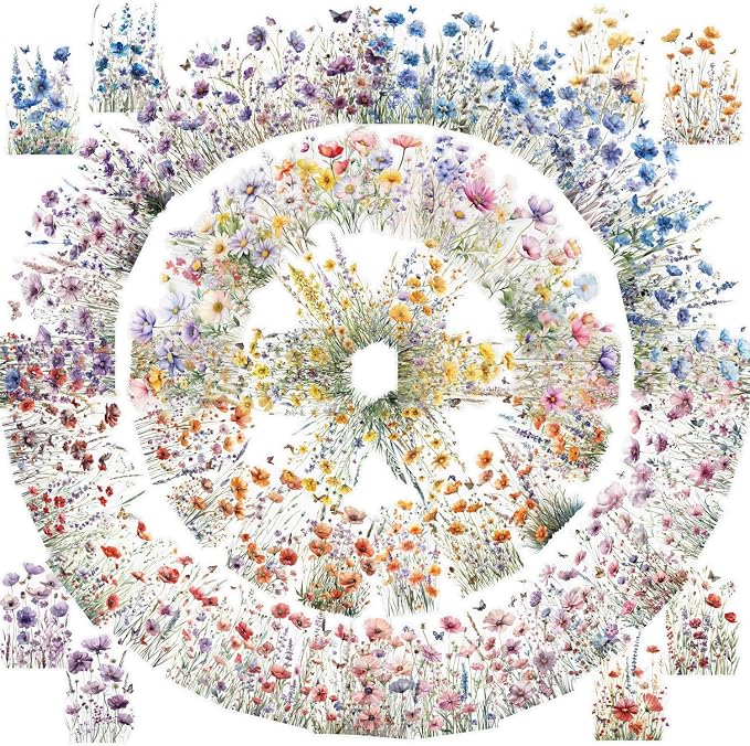 160 Pcs Wildflower Stickers, Waterproof Botanical Stickers for Scrapbooking Junk Journal Notebook Planner Card Making Collage Envelope Phone Case Craft Projects