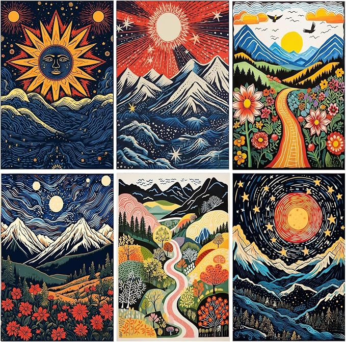DOTSOPS 6 Pack Landscape Abstract Diamond Painting Kits Art Adults | Painting Kit,Crafts DIY 5D Diamond Art Packs Kits.Full for Adults Beginner,Home Wall Decoration Gift 11.8 x 15.7 Inches