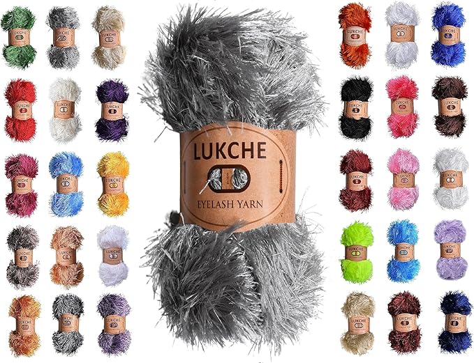 Eyelash Fun Fur Yarn Premium 100% Polyester 164 Yds (150 Mt), 3.53 Oz (100 Gr) Colorful Crochet Yarn Dıy Hand Knitting. (Gray, 1 Skein)