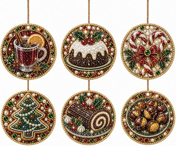 6PCS Christmas Wooden Ornaments DIY Pearl Diamond Painting Kit 04