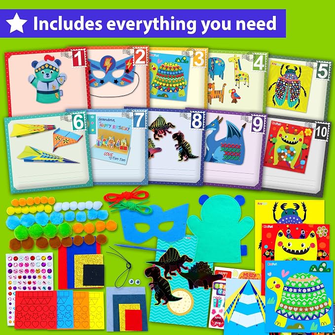 KRAFUN Toddler Beginner Art & Craft Kit Ages 3-5 | 10 Envelopes