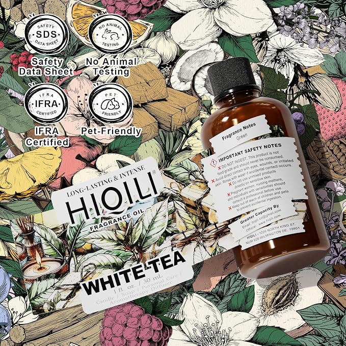 HIQILI White Tea Fragrance Oil for Reed Diffuser for Home - 1 Fl Oz