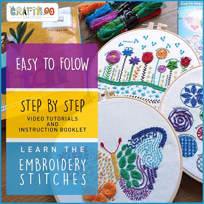 Butterfly Embroidery Kit for Beginners - Stamped Cross Stitch, Adults