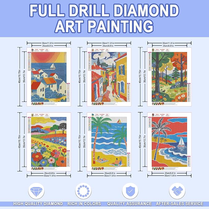 Leatrice 6 Pack Landscape Diamond Painting Kits for Adults 11.8x15.7 Inches