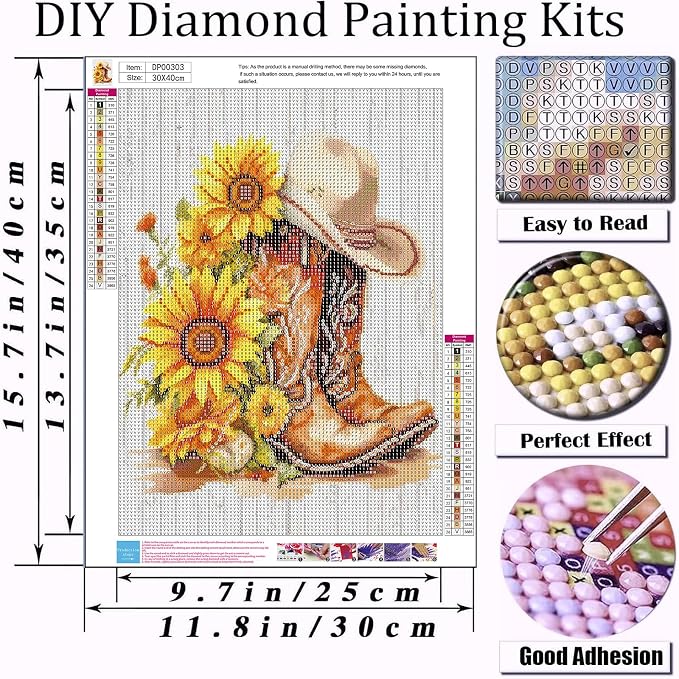 AIBOERL Diamond Art Kits for Adults，DIY Boots Diamond Painting Wall Decor | Round Drill Vintage Boots Diamond Painting for Beginners DIY Rhinestone 5D Diamond dots(Gemstone Craft)Wall Art Gift 12x16IN