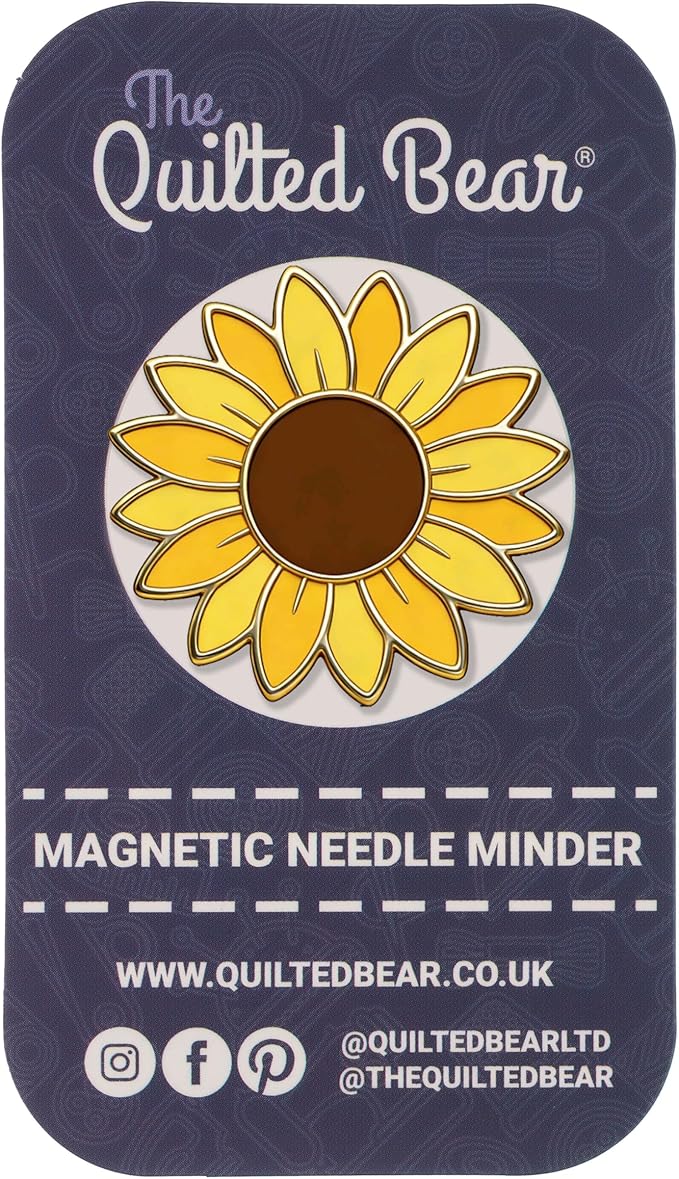 The Quilted Bear Magnetic Needle Minder, Sunflower | Enamel Needle Keeper for Embroidery & Cross Stitch, Secure Holder for Sewing Needles & Pins, Strong Magnet, Sewing Accessory