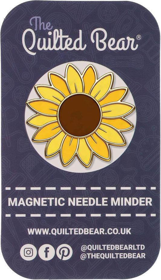 The Quilted Bear Magnetic Needle Minder, Sunflower | Enamel Needle Keeper for Embroidery & Cross Stitch, Secure Holder for Sewing Needles & Pins, Strong Magnet, Sewing Accessory