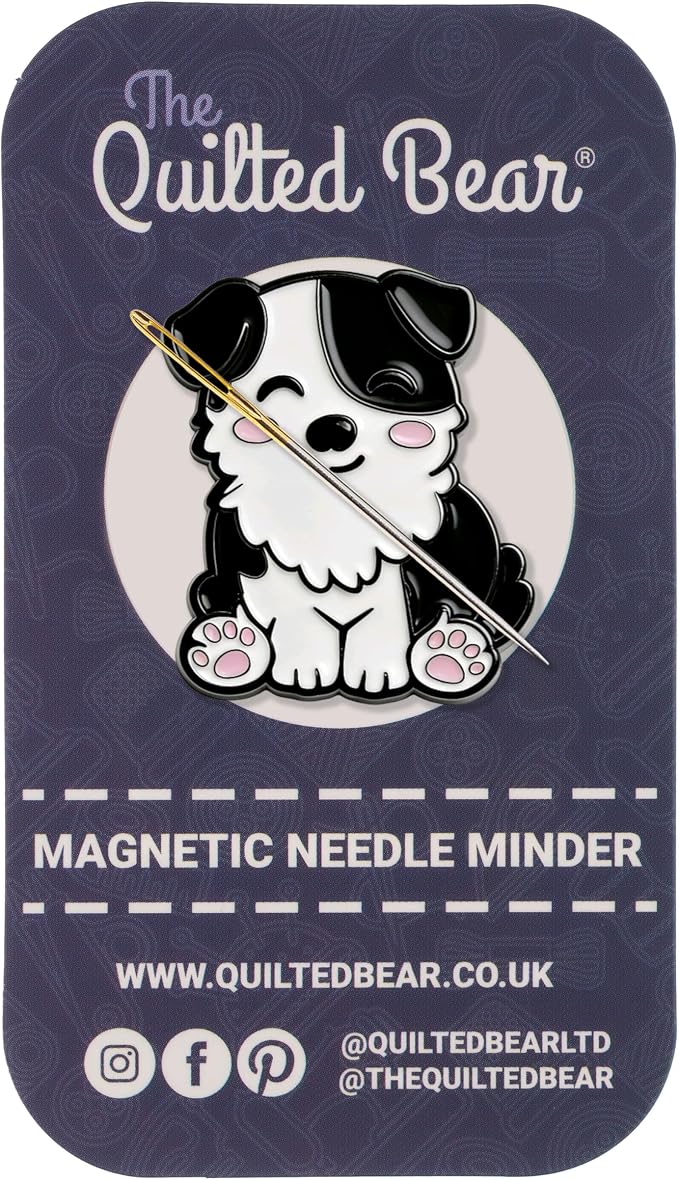 The Quilted Bear Magnetic Needle Minder, Collie Dog | Enamel Needle Keeper for Embroidery & Cross Stitch, Secure Holder for Sewing Needles & Pins, Strong Magnet, Sewing Accessory