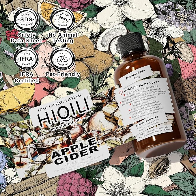 HIQILI Apple Cider Fragrance Oil for Diffuser, Candle & Soap Making