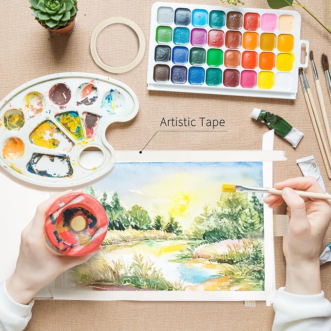 Yopih Artists Premium Linen Watercolor Sketchbook 5.5 x 8.2 in Green