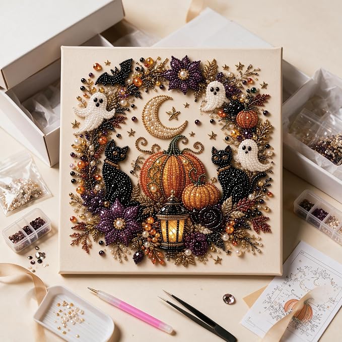 Halloween Ghost Pearl Diamond Art DIY Kit 3D Diamond Painting (Ghost)