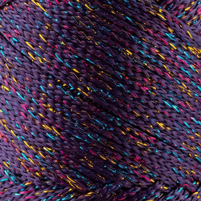 S Sensy 2mm -Premium Polypropylene Macrame Cord 5 Pack Purple Multi Sparkle