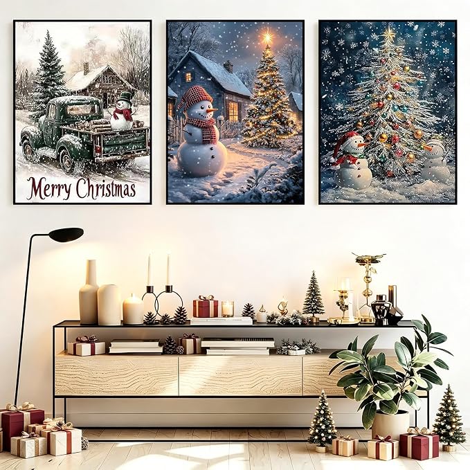 Christmas Diamond Art Kits for Adults, 3 Packs Diamond Art Painting Kits