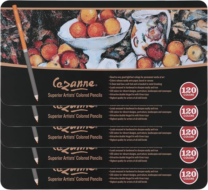 Cezanne Creative Mark Premium Colored Pencils - 5 Packs of 120 - Highly-Pigmented Drawing Pencils - Coloring Pencils for Drawing, Blending, Coloring, and More