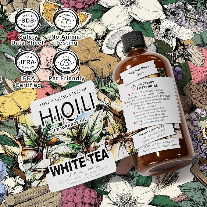HIQILI White Tea Fragrance Oil for Reed Diffuser for Home - 5.07 Fl Oz
