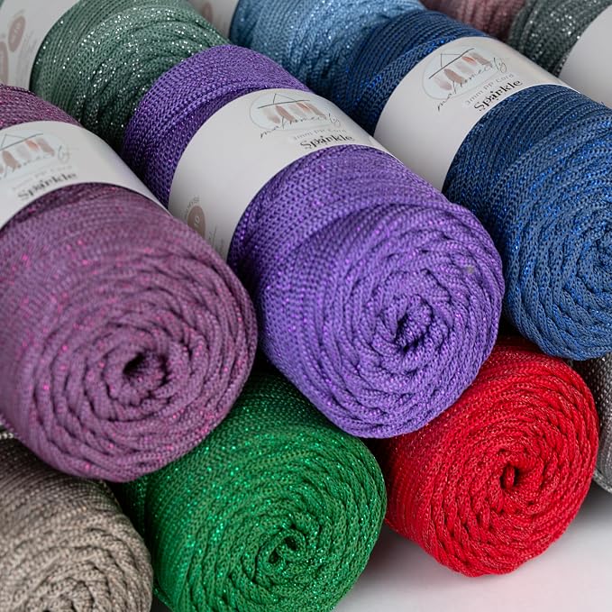 Makromecity Sparkle Polypropylene Macrame Cord 3mm x 131 Yards (394 feet) Premium Polyester Macrame Cord for Macrame Art & Crafts for Wall Hangings, Bags, Underplate, Rug