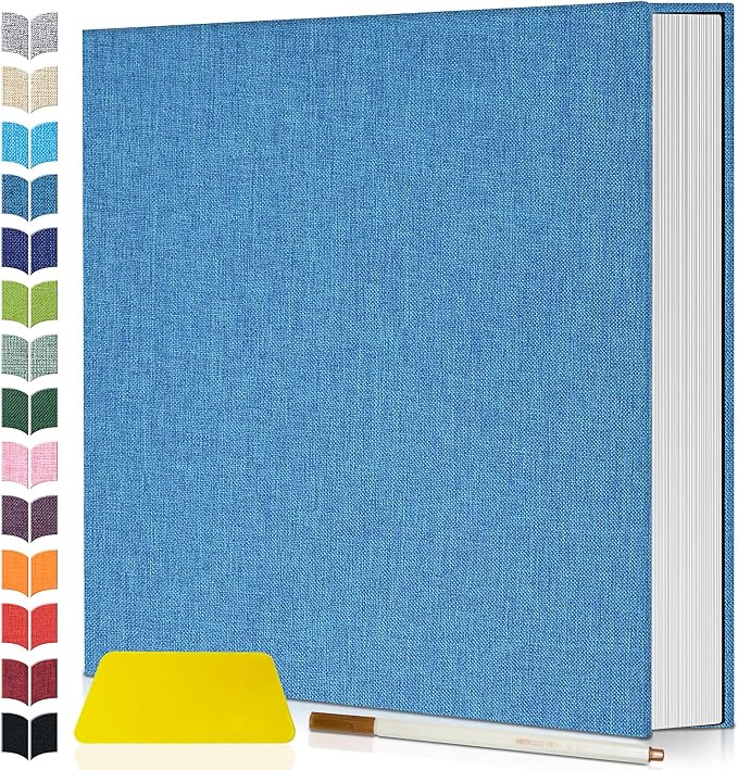 Artfeel Photo Album Self Adhesive Scrapbook,Large Photo Book for 4x6,5x7,8x10 Pictures,DIY Album for Baby Wedding Family Travel Birthday,with Metallic Pen and Scraper