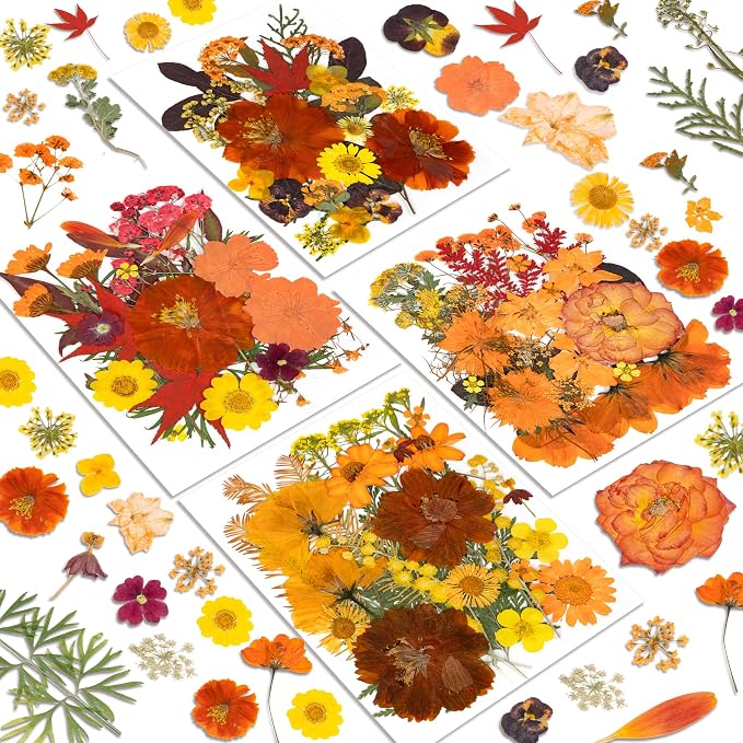 Dried Flowers, Resiners 100Pcs Pressed Flowers for Craft Real Natural Dried Flowers Dry Leaves Kit for DIY Making Crafts Resin Soap Candle Scrapbook Supplies Card Making Jewelry