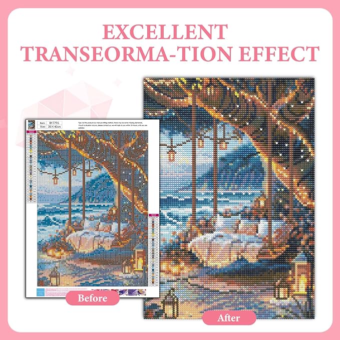 GEEHEIY Diamond Art Kits for Adults, 5D Beach Swing Diamond Painting Kit