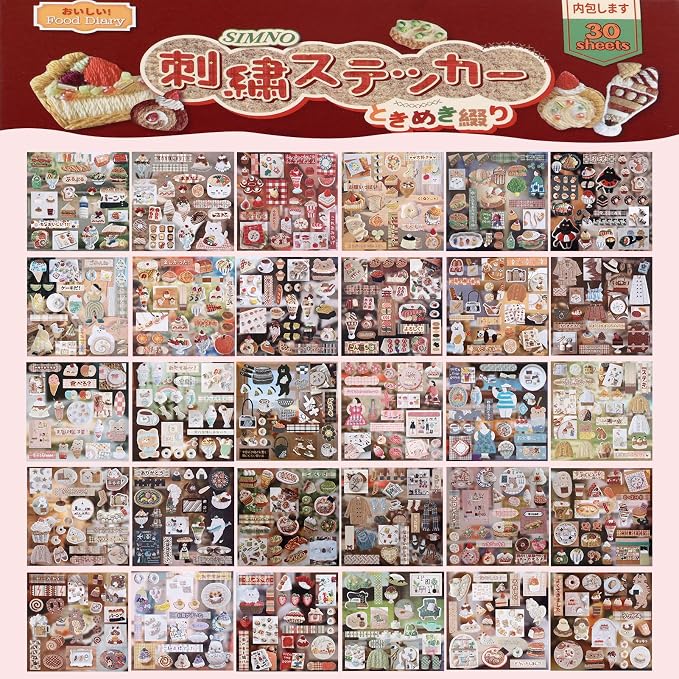 Tmtains 30 Sheets Japanese Manga Style Sticker Book 800+Pcs Heisei Retro Food Daily Life Theme Manga Books Style Sticker Aesthetic Japanese Stickers Book for Adults Scrapbooking Notebook (Food 1)