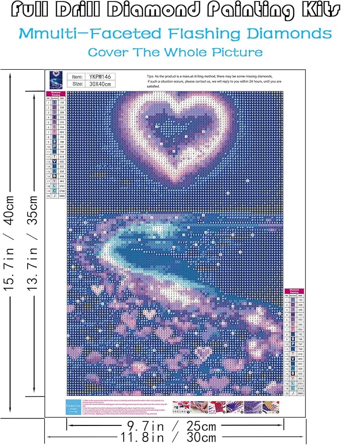 5D Diamond Painting Kits for Adults, Love Heart Beach Diamond Art Kits