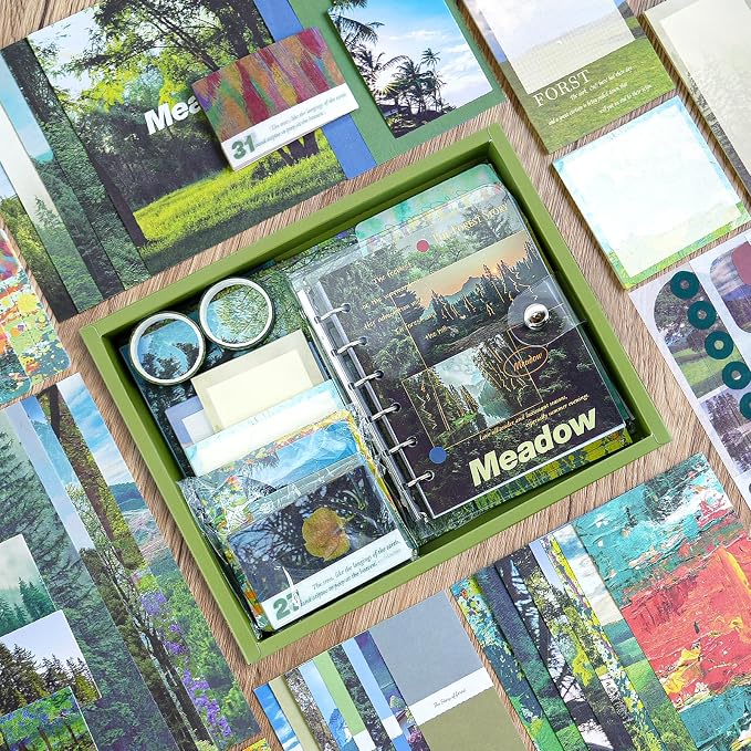 Scrapbooking Supplies Kit, A6 Grid Notebook, Vintage Junk Journaling Kit