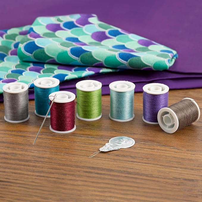 SINGER Polyester Sewing Thread Set, Assorted Colors, 50 Yards, 30 Count | 30 spools of polyester thread, 50 yards each (1,500 total); machine and hand sewing, plus 5 needles, threader and case