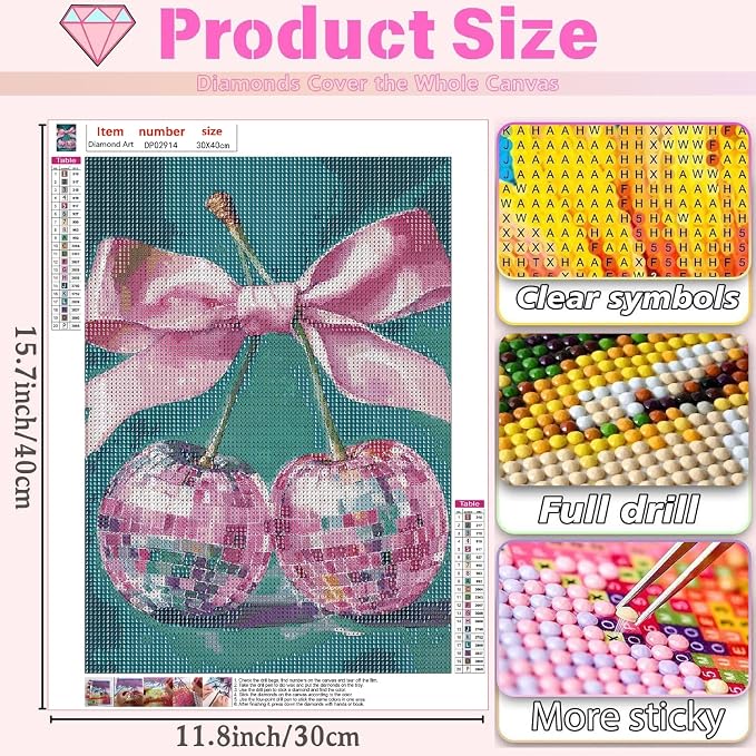 Girly cherry Diamond Art Kits for Adults Diamond Painting Kit for Adults