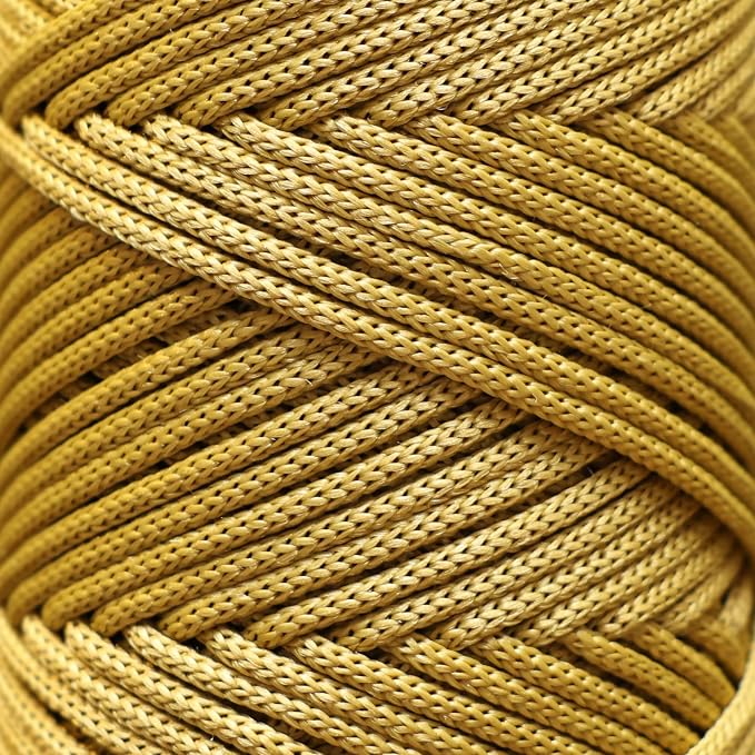 Makromecity, Premium Polyester Macrame Cord 3mm x 131 Yards (394 feet) 3mm Polypropylene Mustard Macrame Cord Crochet Macrame Bag Cord Crafts for Wall Hangings, Bags, Underplate, Rug
