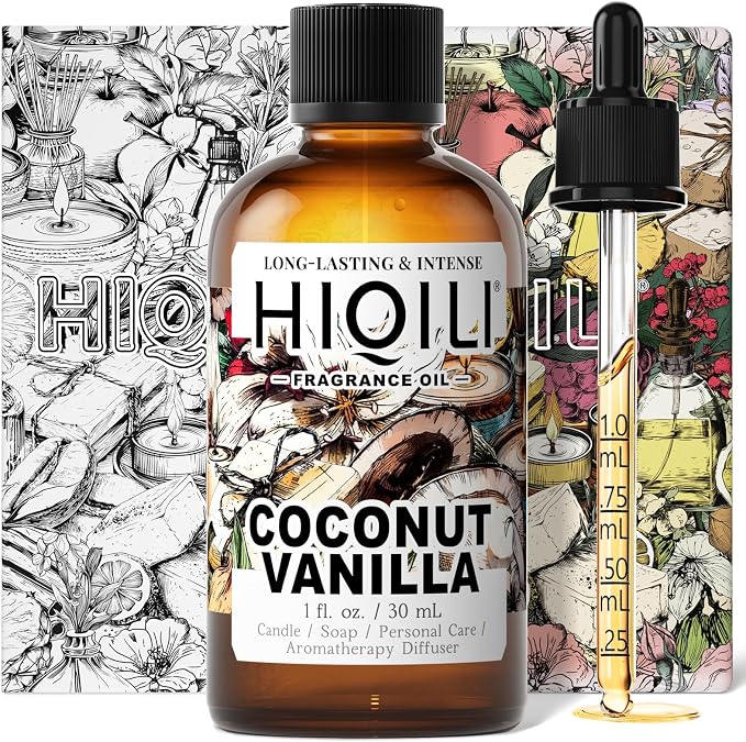 HIQILI Coconut Vanilla Fragrance Oil for Diffuser & Aromatherapy - 1 Fl Oz