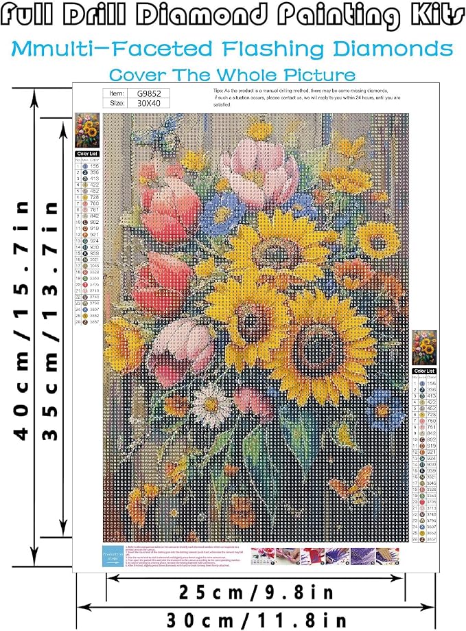 askkqtx Flowers Diamond Art Kits for Adults 12x16 Inch