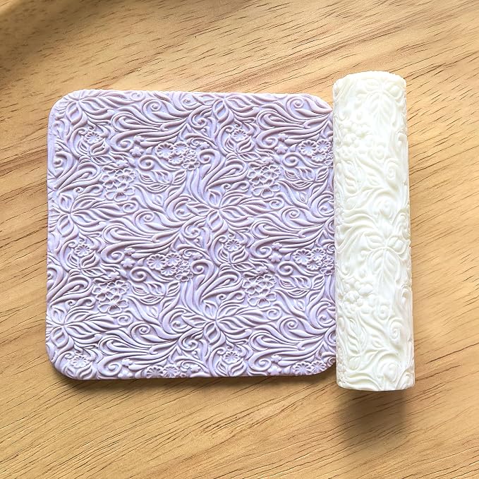 3Pcs Polymer Clay Texture Roller Work with Polymer Clay Cutters for DIY Earrings Jewelry Making Craft Supplies