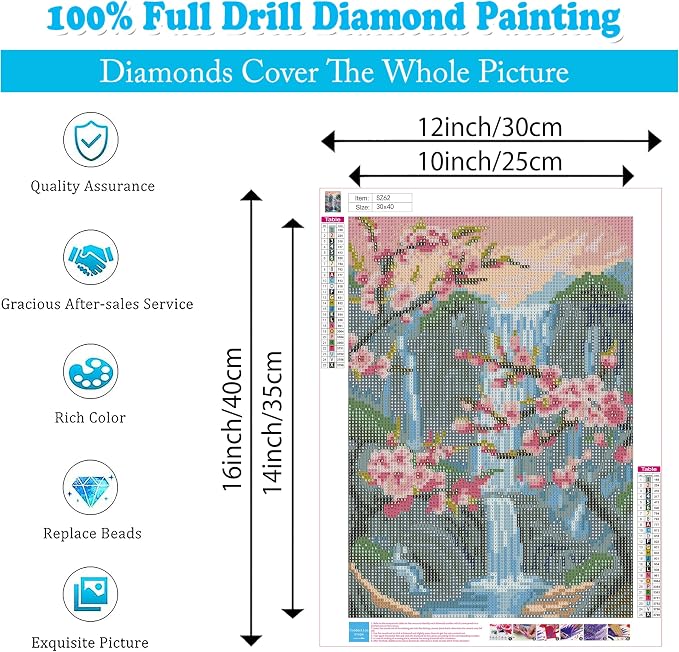 Ausanrl Plum Blossom Diamond Art Painting-Diamond Painting for Adults,5D Diamond Painting Flowers,DIY Full Drill Diamond Painting Flower Gem Painting and Crafts 12x16inch