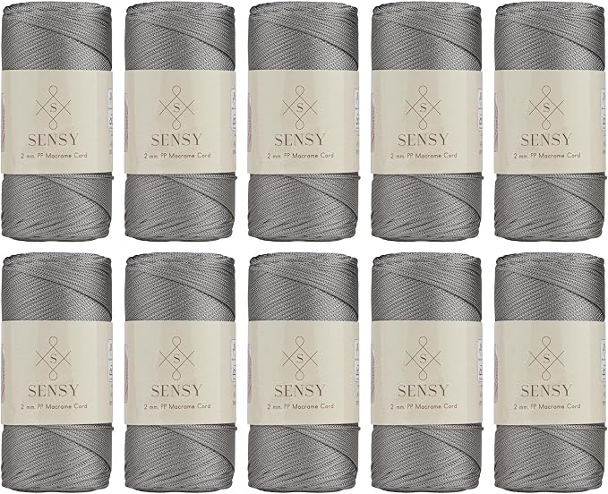 S Sensy 2mm - Premium Polypropylene Macrame Cord, 10 Skein Gray, 252 Yards