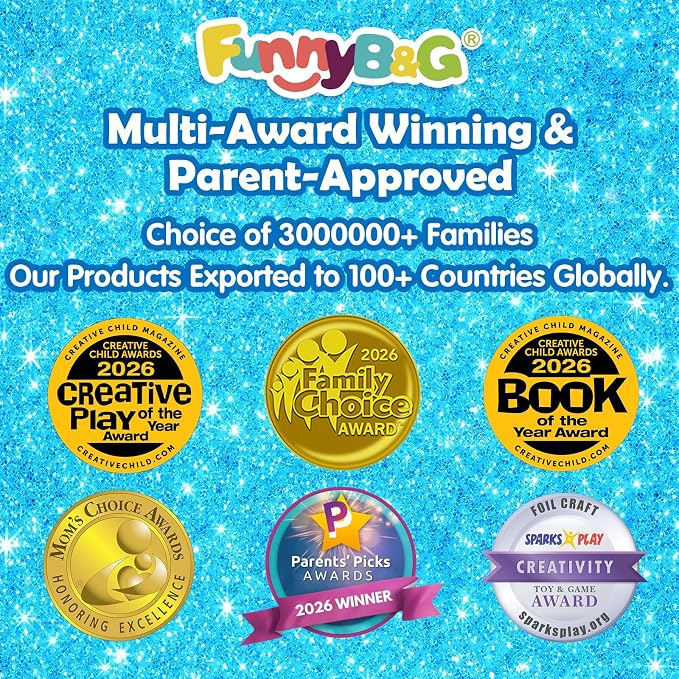 FUNNYB&G Foil Art Craft Kit for Kids, Sparkly Birthday Gift Toy for Kids | No Mess, Kids Ages 4-10 Create Sparkling Artwork, A Creative Gift for Birthdays, Holidays, Travel Activities,Screen-Free Fun