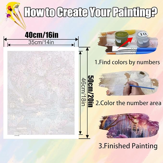 Dream Tree Paint by Numbers Kits for Adults,Paint by Number Adult 16x20inch | Include All Drawing Tools,The Numbers are Clear and Easy to Read,Tree Paint by Numbers for Adults Wall Decor and Gifts