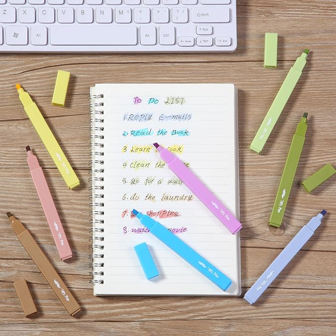 Mr. Pen- Aesthetic Highlighters No Bleed, 8 Pack, Assorted Colors | Chisel Tip, Cute Highlighters Assorted Colors for Journaling, Highlighting, Underlining, Fast Dry, Back to School Supplies