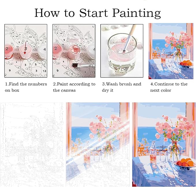 ZRIZQ Paint by Numbers Kit for Adults Beginner,Flowers Landscape,16x20