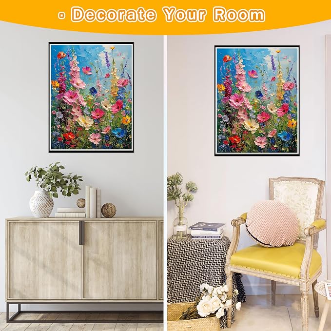 Ausanrl Wild Flowers Square Diamond Painting Kits - Square Drill Diamond Paintings Flowers,Square Diamond Art,DIY Flower Gem Painting for Adults and Crafts for Gifts and Home Wall Decor 12x16inch