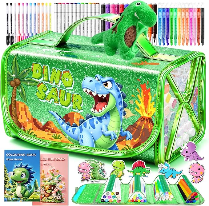 DreamyCandy 72 Pcs Washable Markers Set for Kids 4-8, Dinosaur Art Set Gift