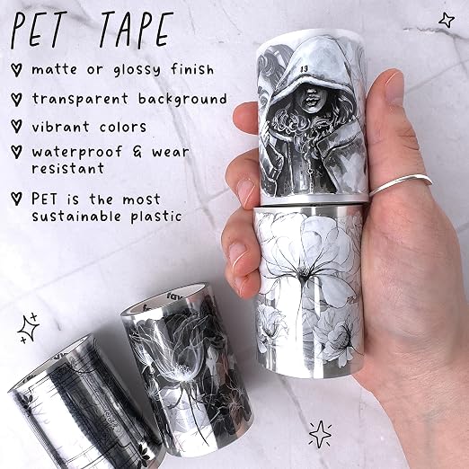 Pet Tape Stickers for Journaling - 4 Journaling Tapes for Junk Journals