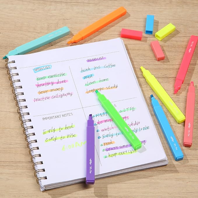 Mr. Pen- Aesthetic Highlighters No Bleed, 8 Pack, Assorted Colors | Chisel Tip, Cute Highlighters Assorted Colors for Journaling, Highlighting, Underlining, Fast Dry, Back to School Supplies