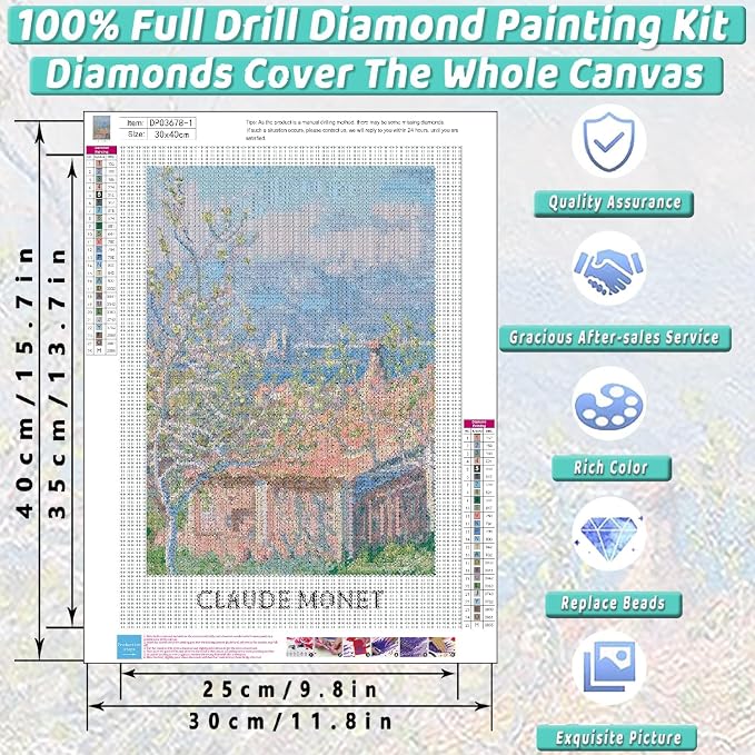 4 Pack Monet Diamond Art Kits for Adults Diamond Painting Kit for Beginner