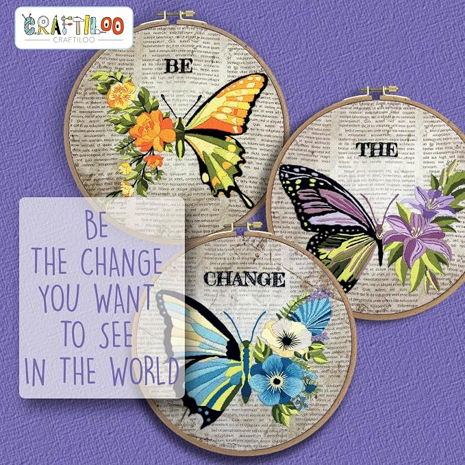 Butterflies Embroidery Kits for Adults - Stamped Beginner Hand Embroidery